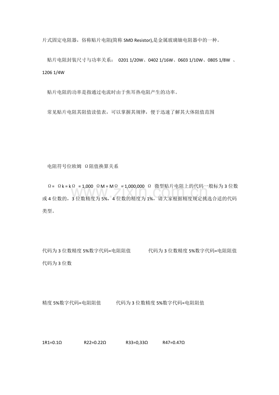 常见贴片电阻其阻值读值表.doc_第1页
