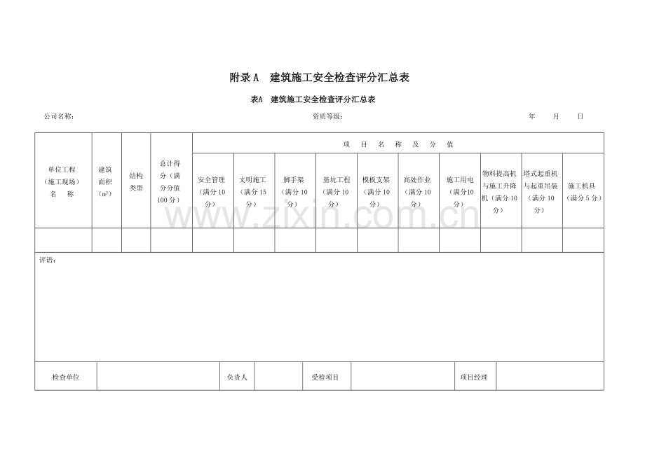 建筑施工安全检查标准评分表全套.doc_第1页