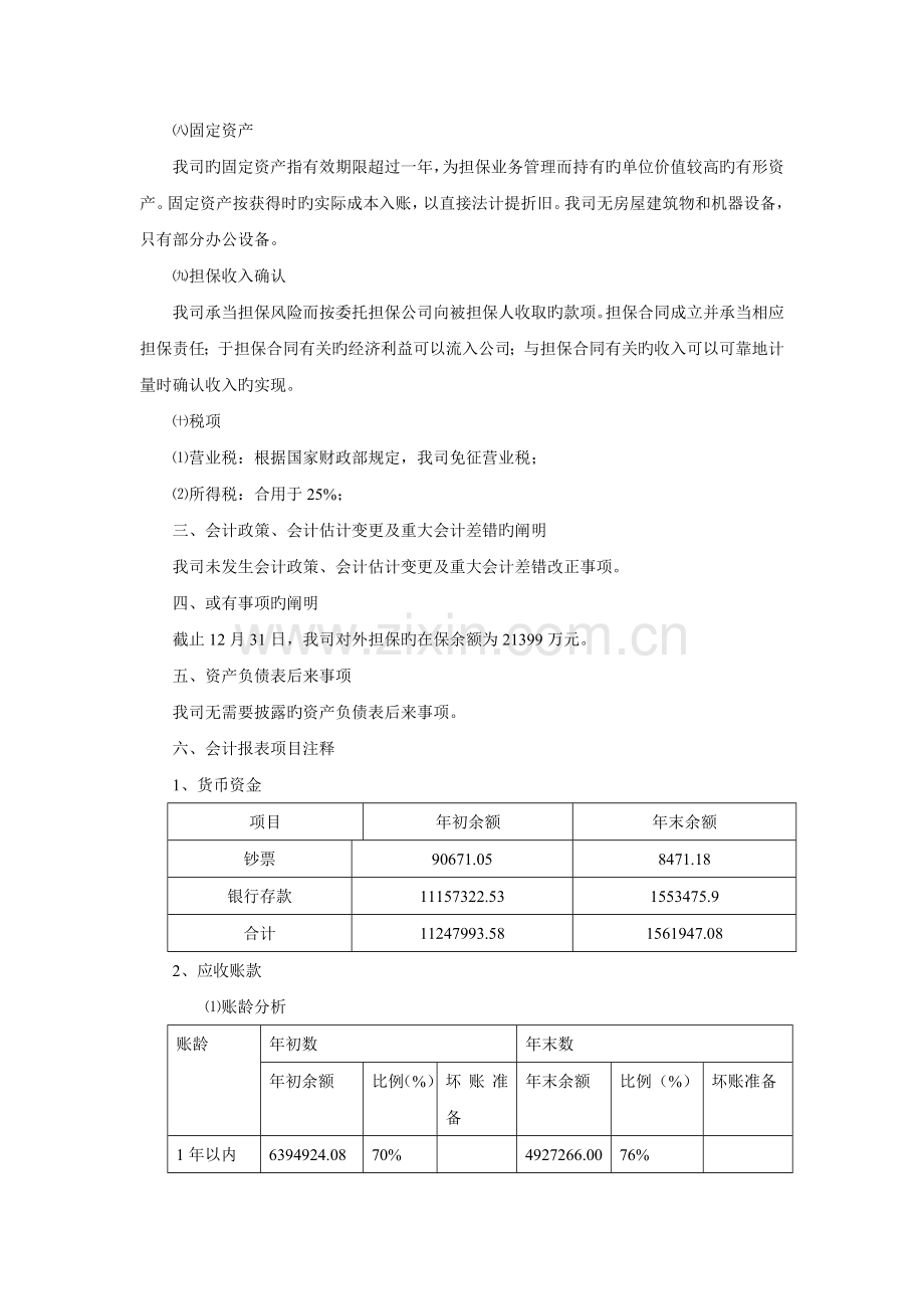 中小企业信用担保有限公司报表附注说明.doc_第2页