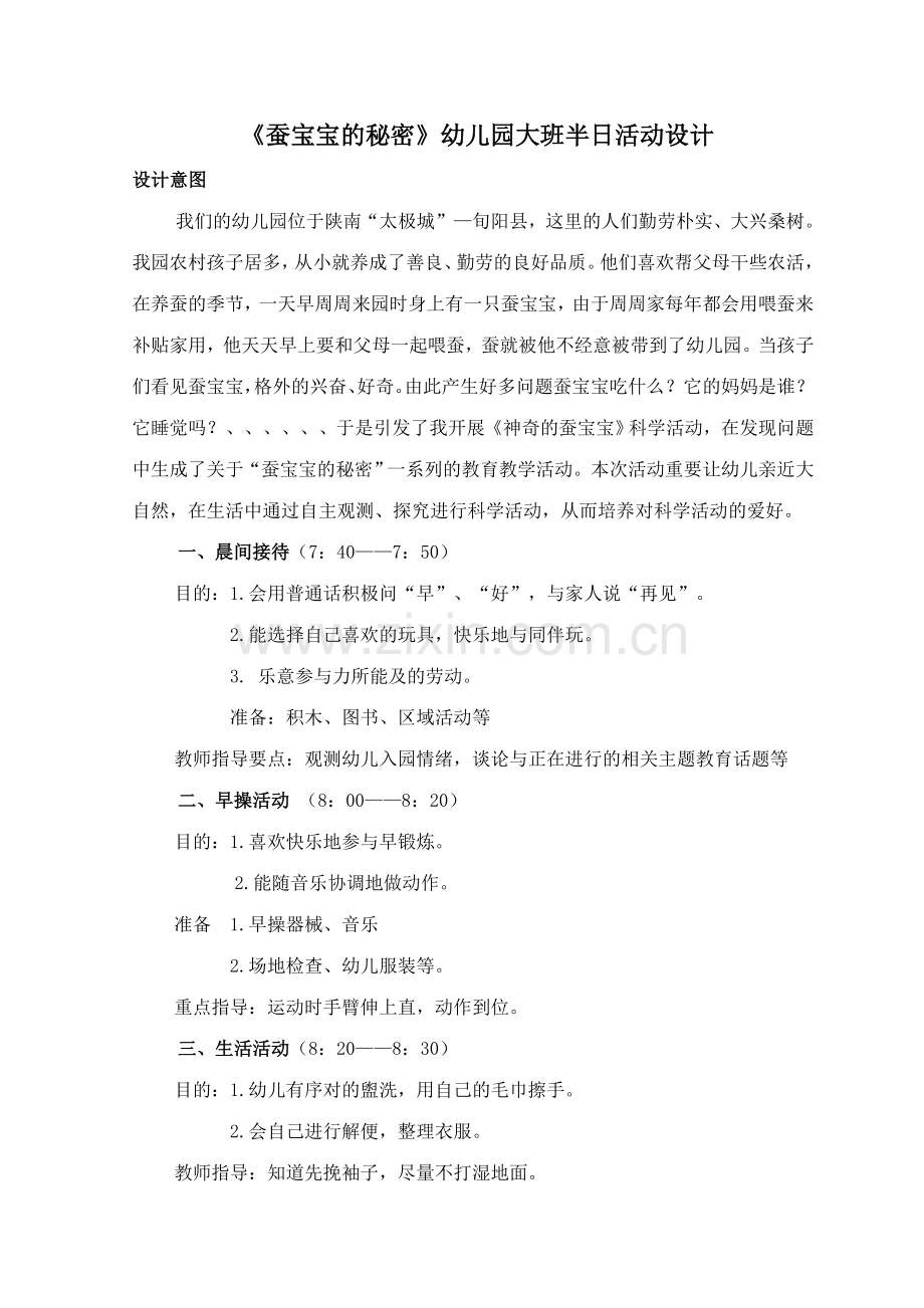 幼儿园大班半日活动设计.doc_第1页