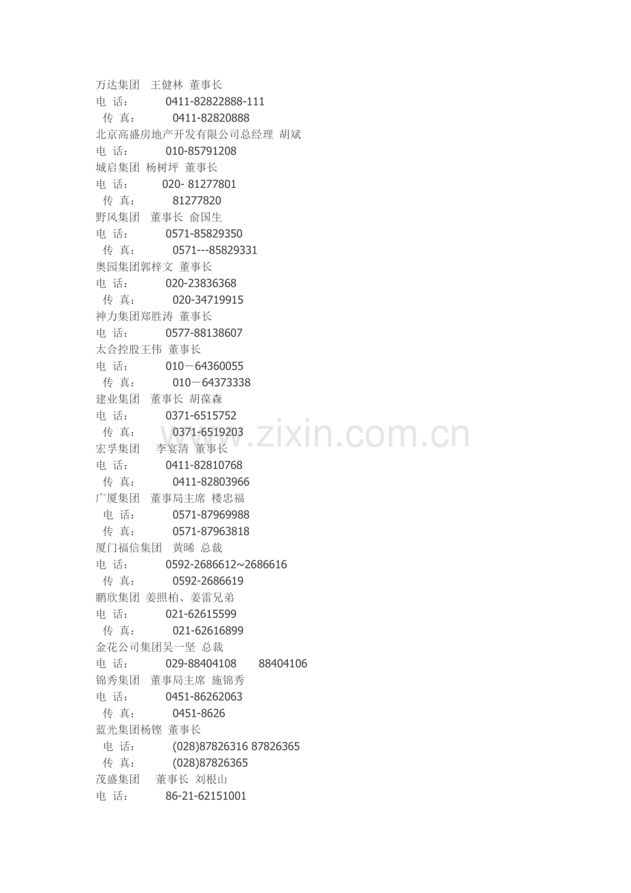 地产公司电话.docx_第1页