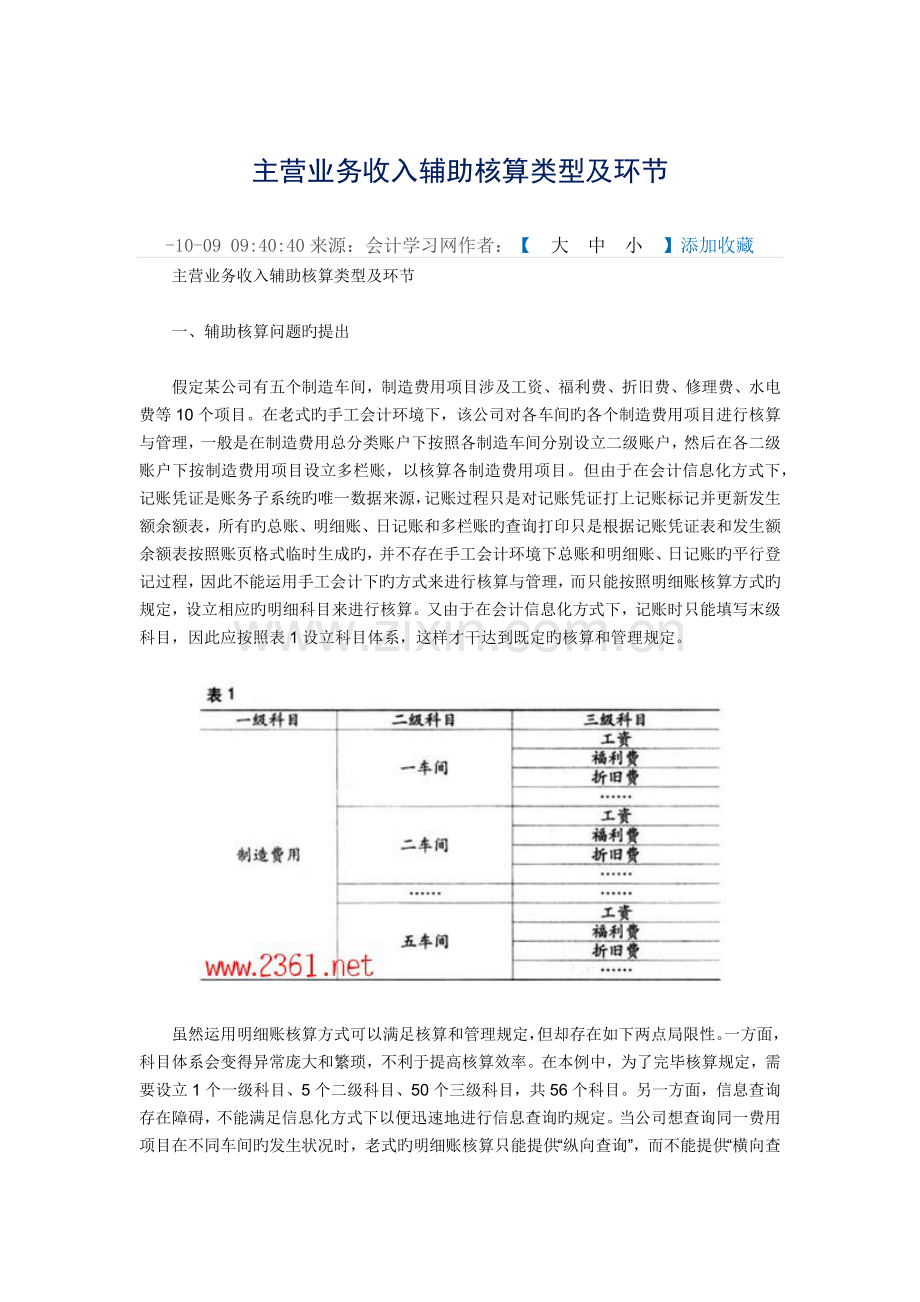主营业务收入辅助核算类型及步骤.docx_第1页