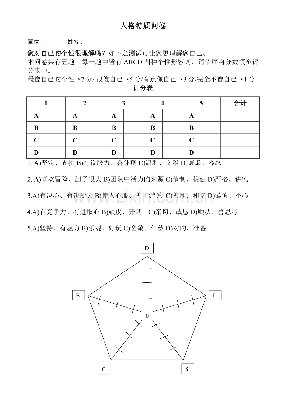 DISC分析个性特质测试题.doc_第1页