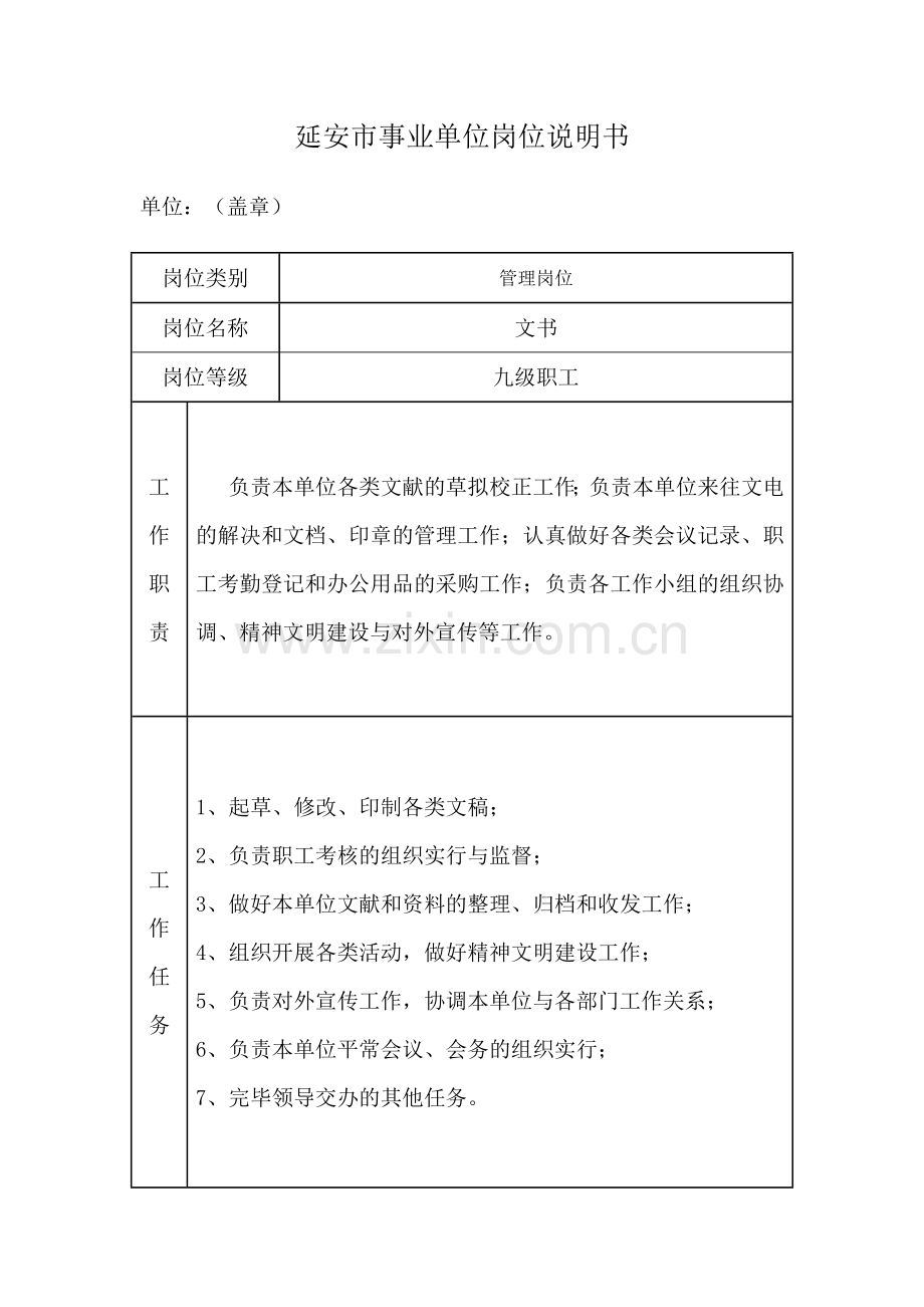 单位岗位说明书.doc_第1页