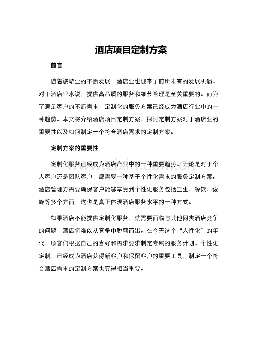 酒店项目定制方案.docx_第1页