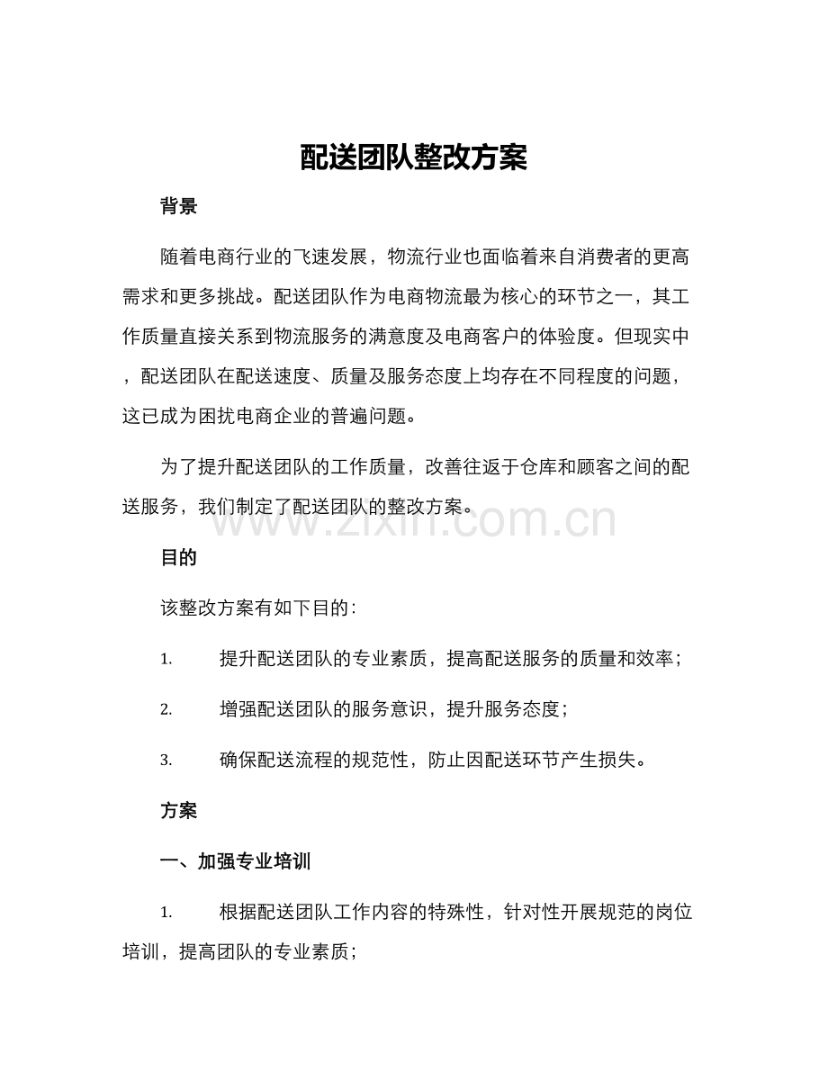 配送团队整改方案.docx_第1页