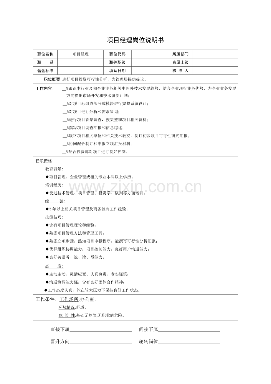 项目经理的岗位说明书样本.doc_第2页