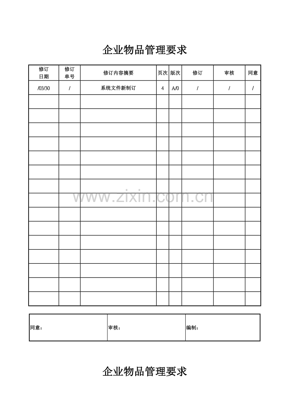 公司物品管理规定模板样本.doc_第1页