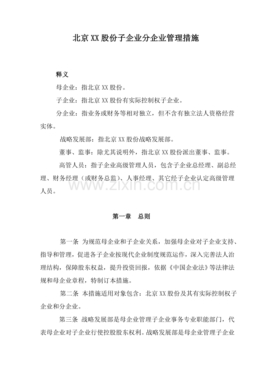 子公司分公司管理制度样本.doc_第1页