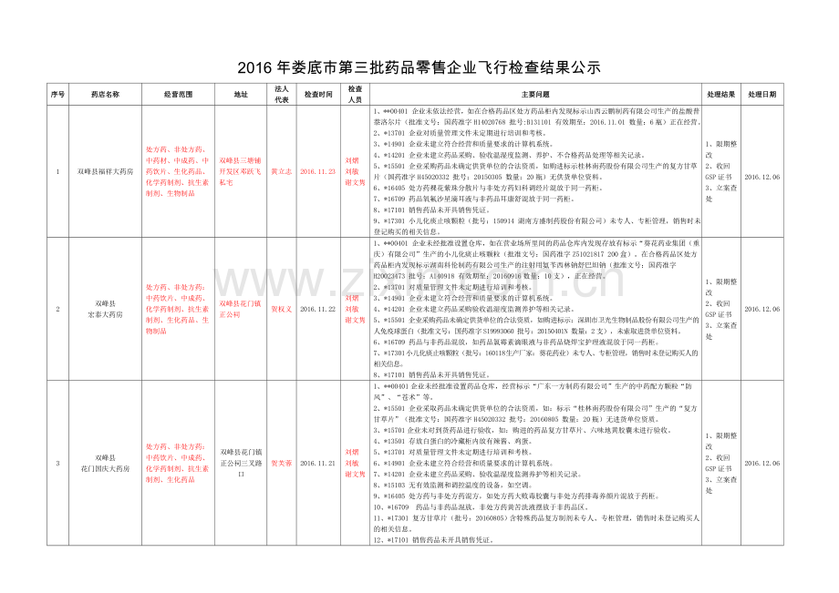 娄底第二批药品零售企业飞行检查结果公示.doc_第1页