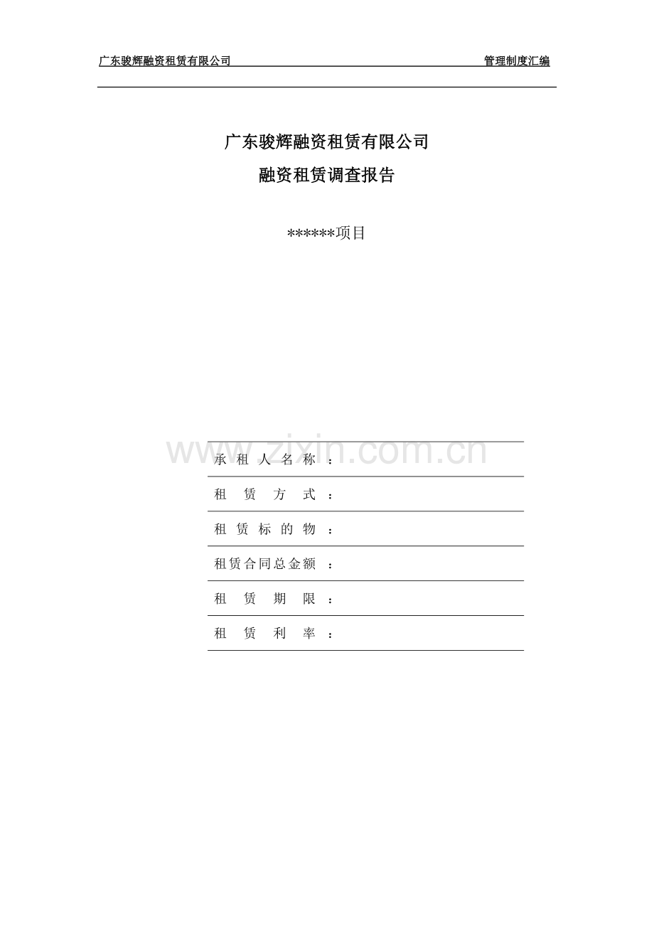 融资租赁业务项目调查报告.doc_第1页