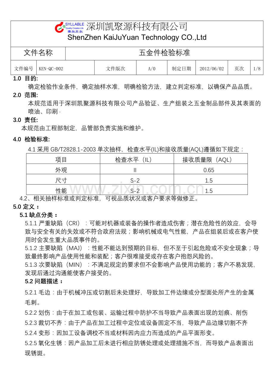 002五金件外观检验标准.doc_第1页