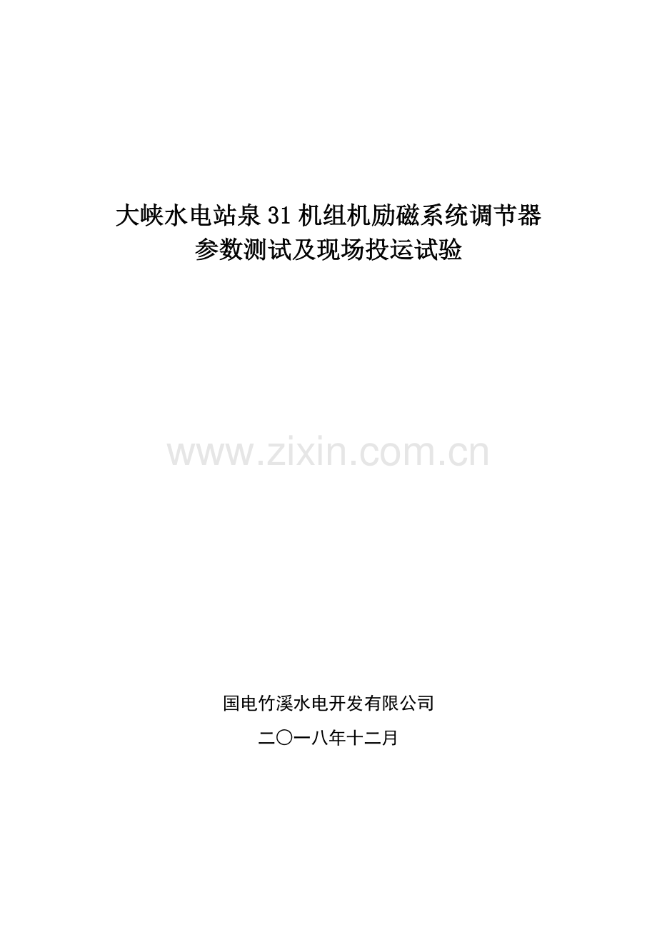 大峡水电站泉31机组机励磁系统试验方案.doc_第1页