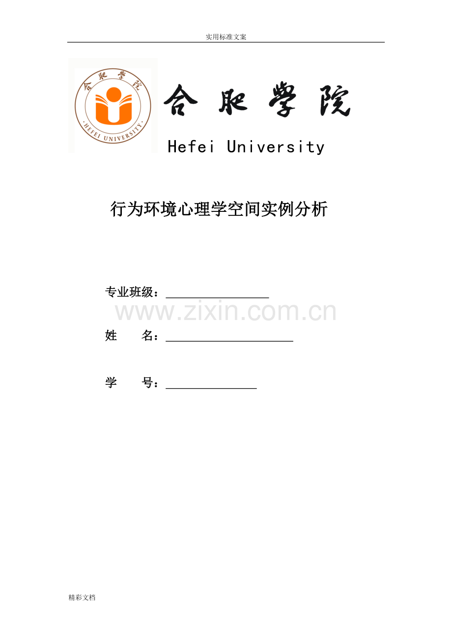行为环境心理学空间实例分析报告.doc_第1页