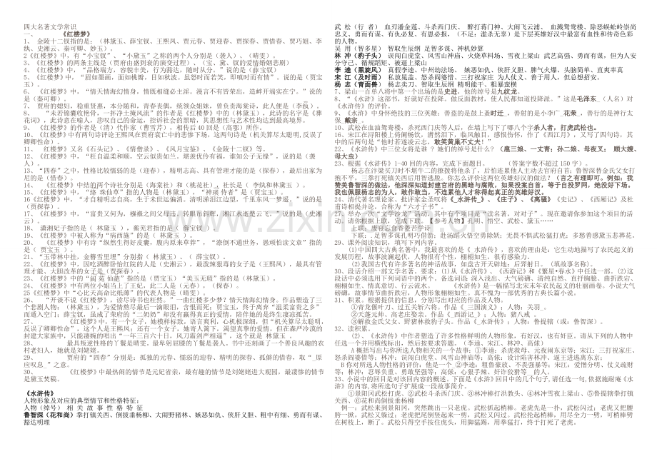 四大名著基本文学常识.doc_第1页