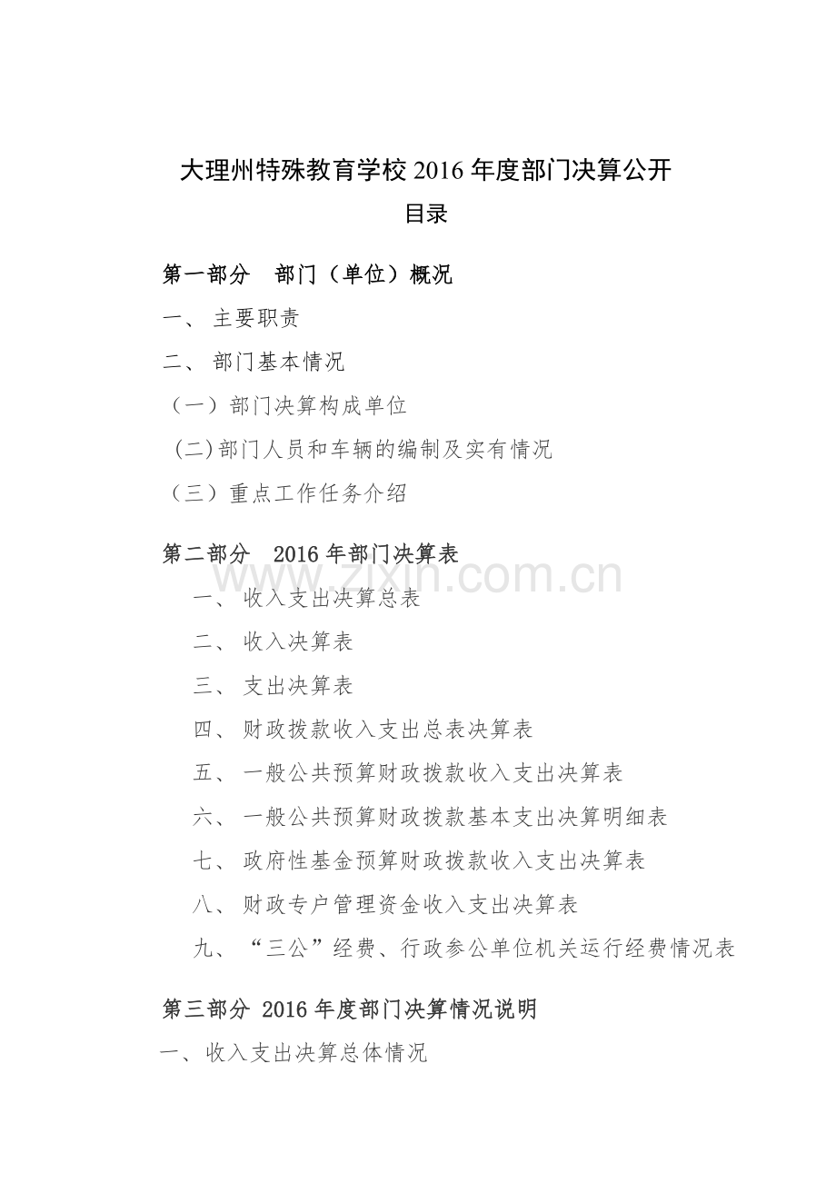 大理州特殊教育学校2016部门决算公开.doc_第1页