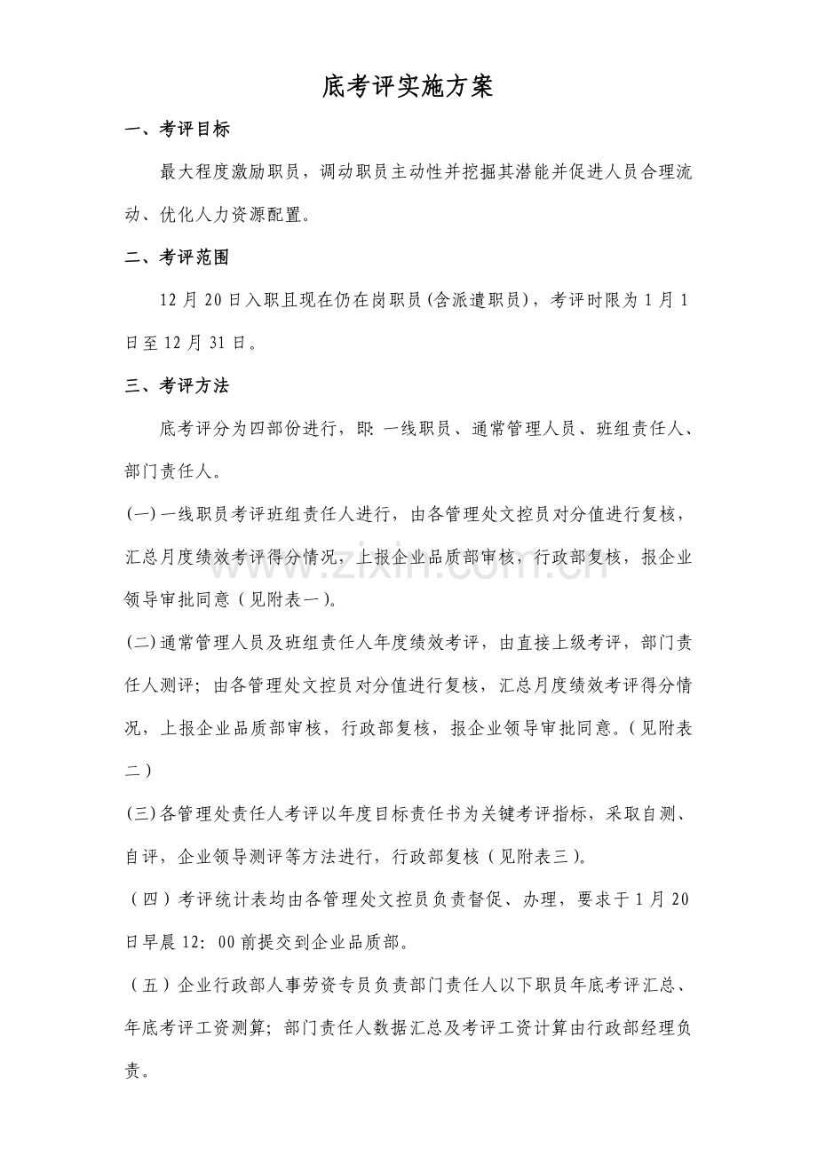 公司年终考核实施方案模板样本.doc_第1页