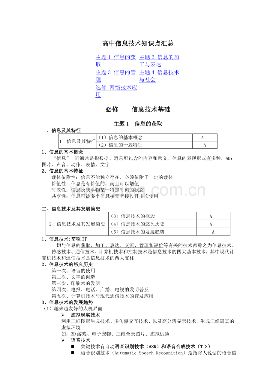 高中信息技术知识点汇总1.doc_第1页
