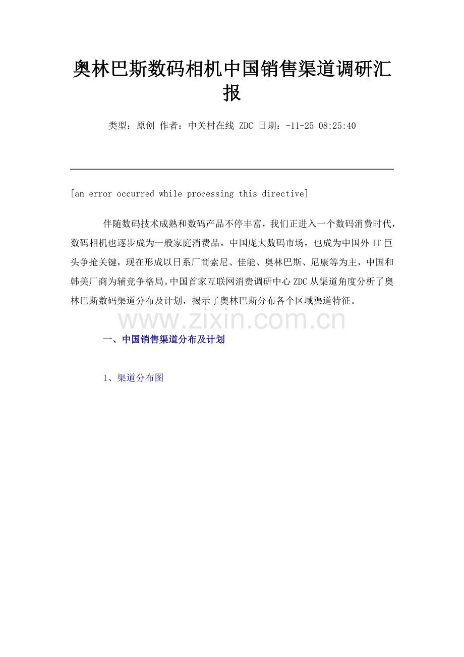 品牌数码相机在中国的销售渠道调研报告样本.doc_第1页