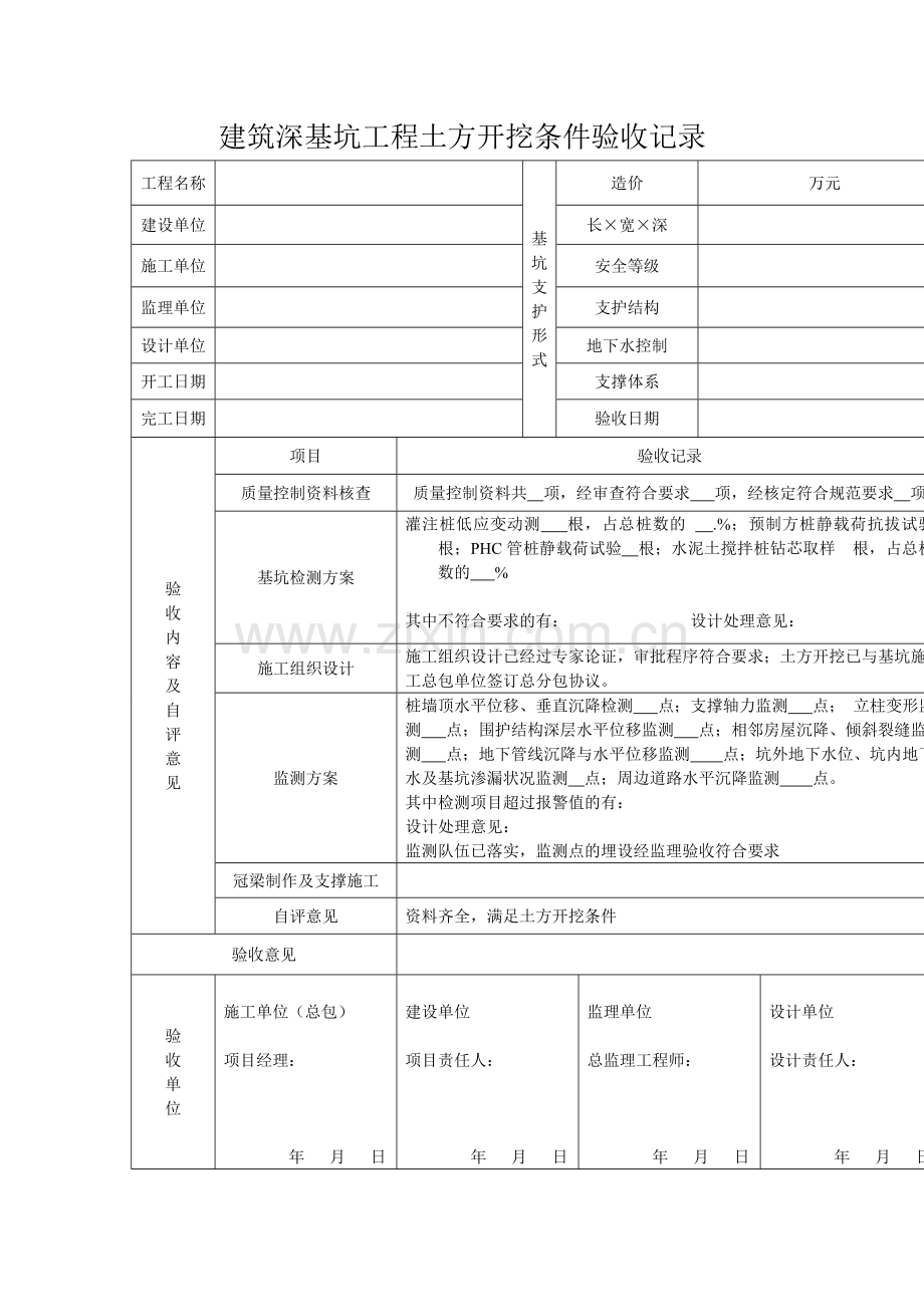 建筑深基坑工程土方开挖条件验收记.doc_第1页