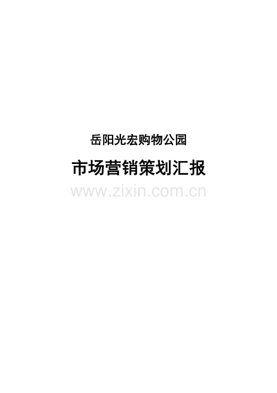 岳阳光宏购物公园商业项目市场营销策划报告样本.doc_第1页