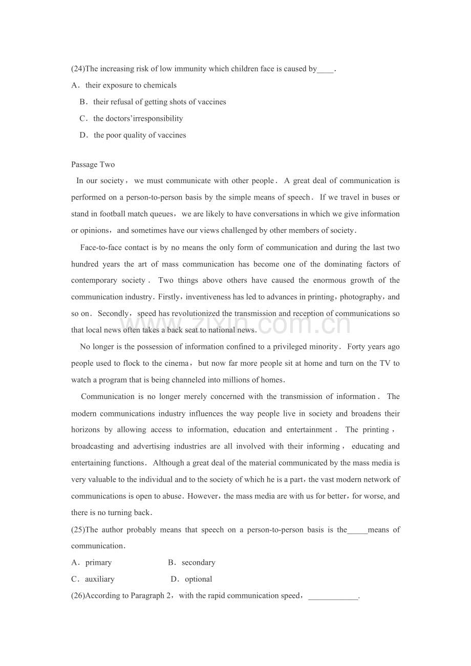 同等学力考试英语样卷三及答案解析.doc_第2页