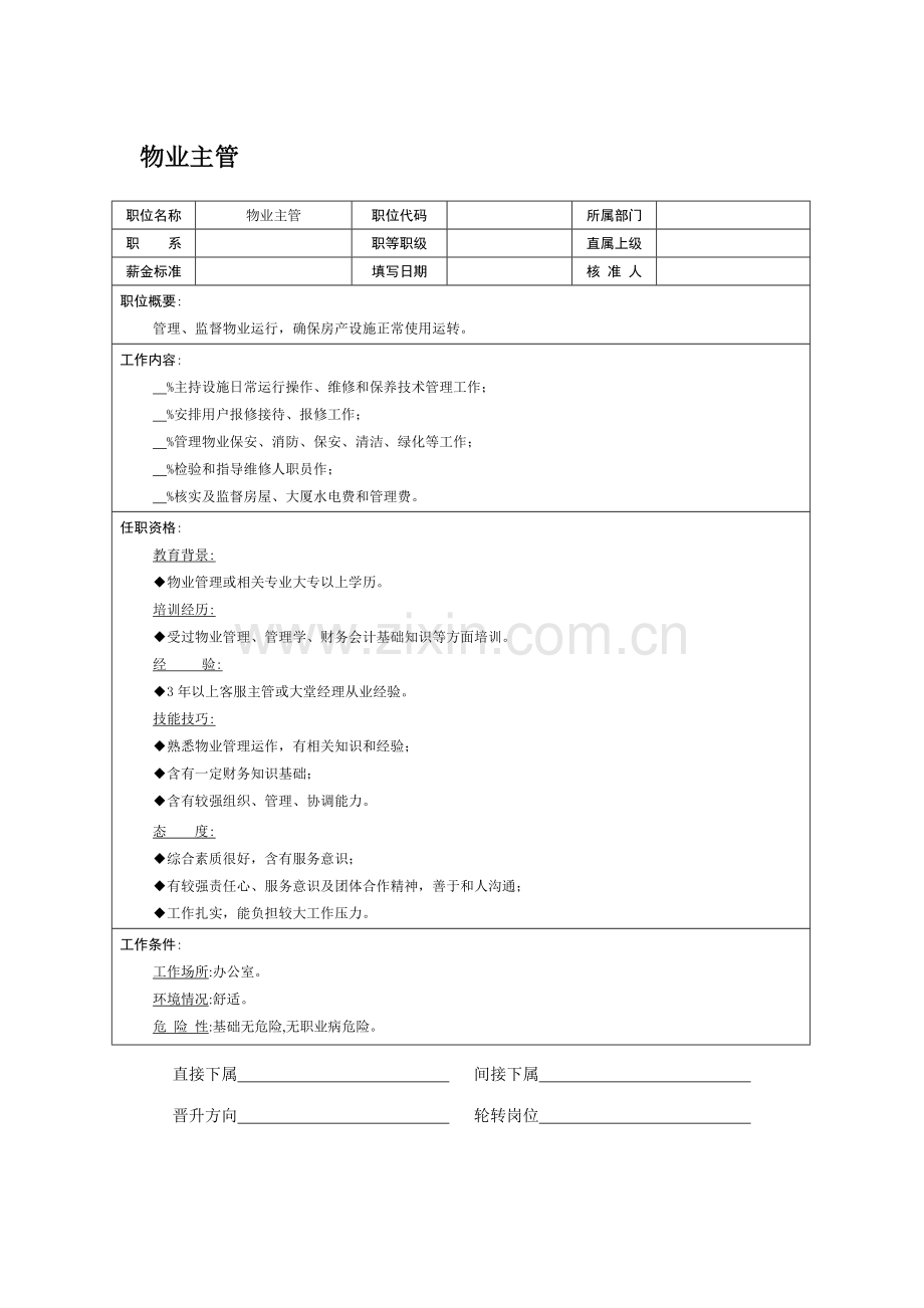 物业主管岗位职责样本.doc_第1页