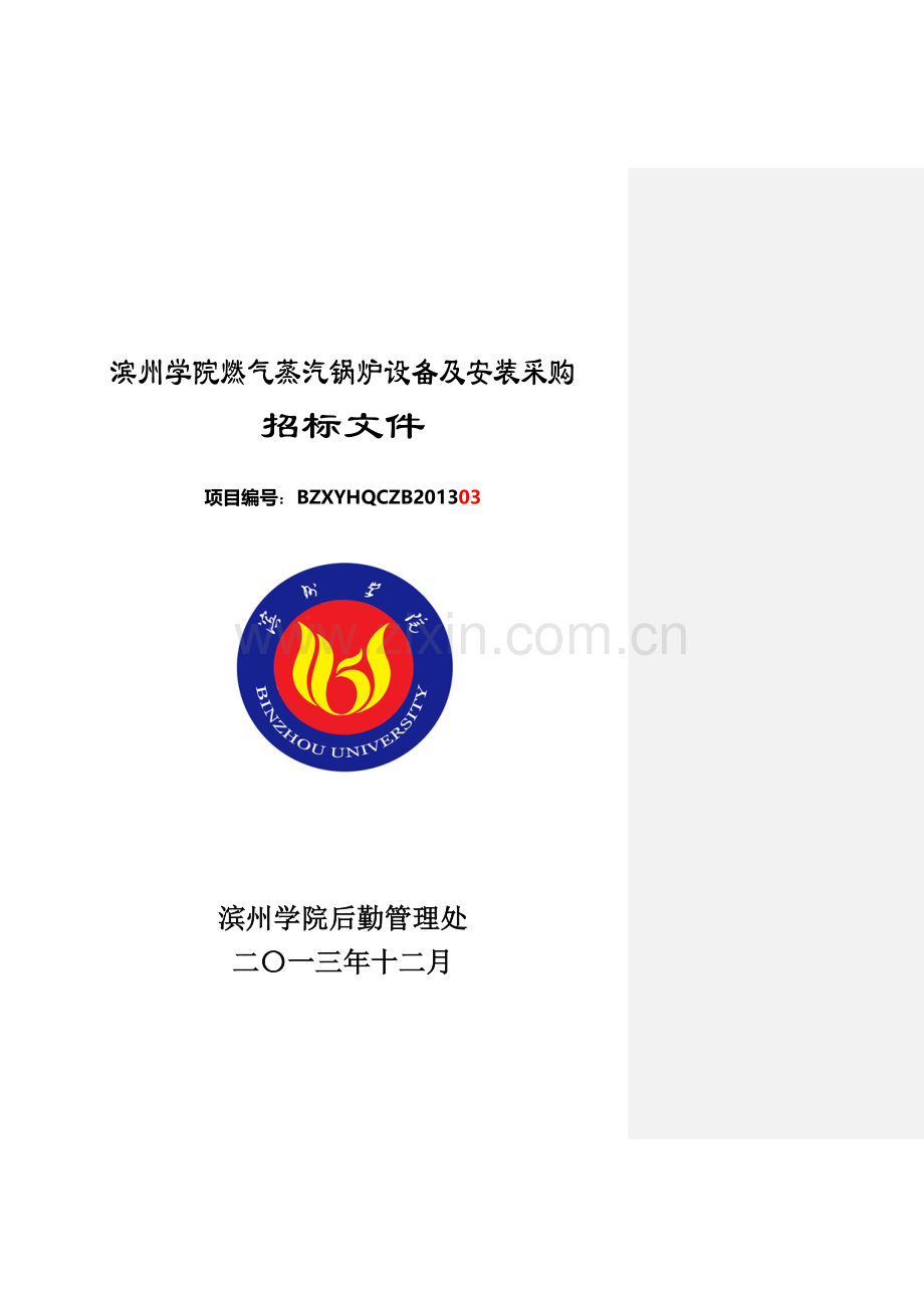 燃气蒸汽锅炉招标文件.doc_第1页