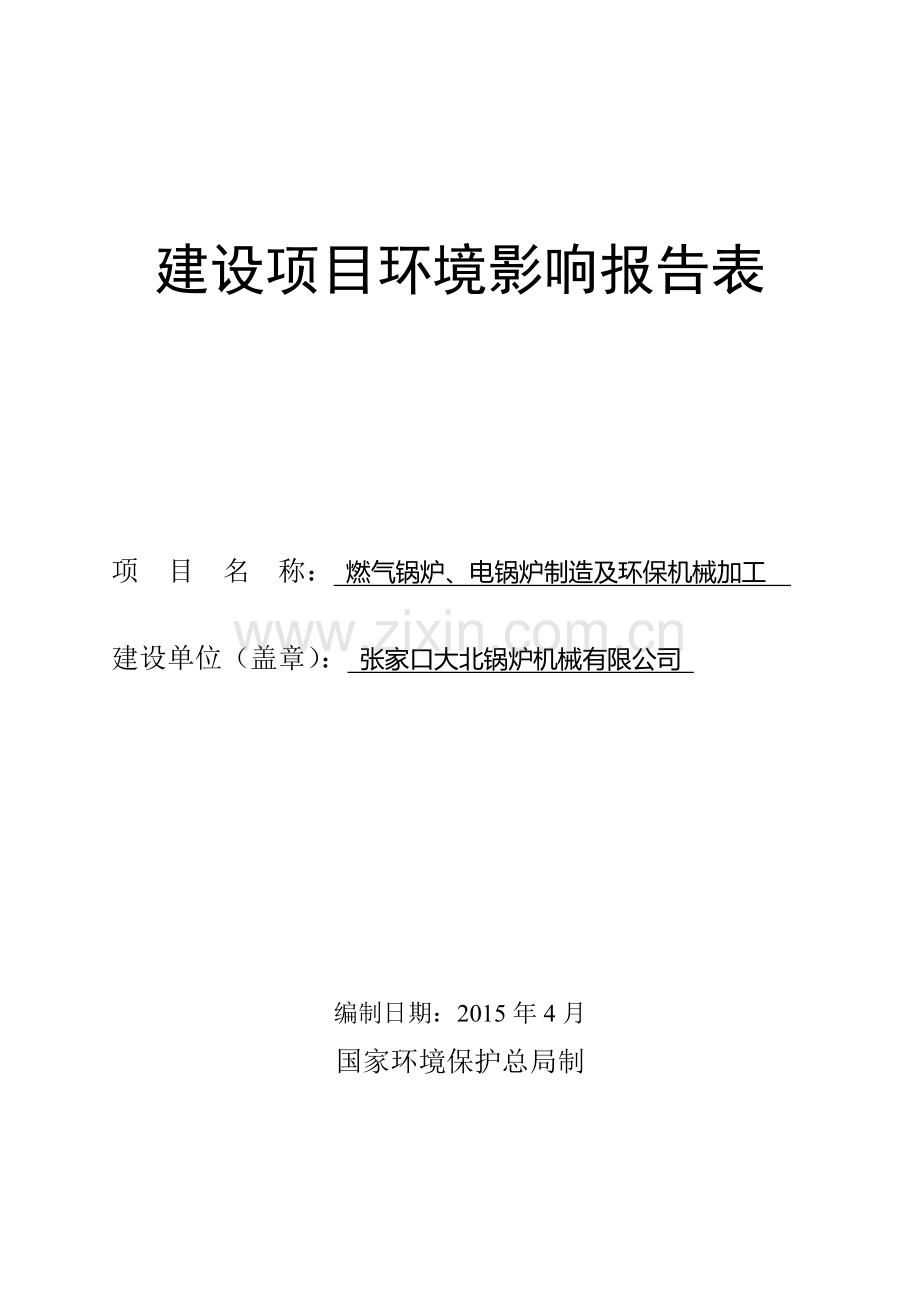 燃气锅炉电锅炉制造及环保机械加工环境影响评价报告.doc_第1页