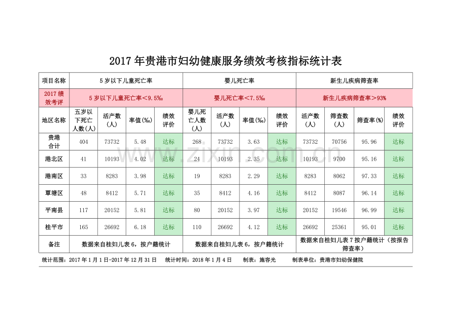 贵港妇幼健康服务绩效考核指标统计表.doc_第2页