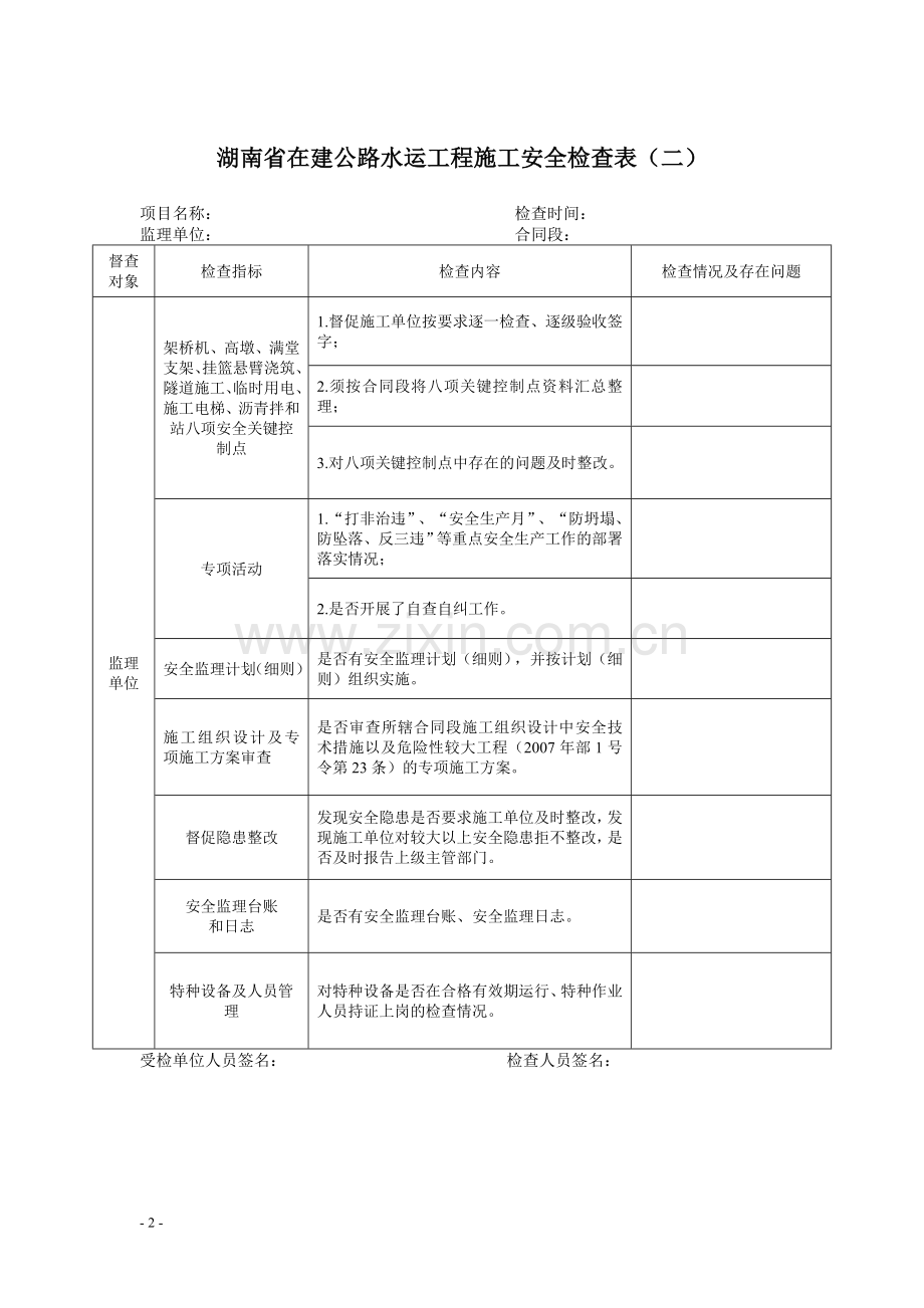 101在建公路水运工程施工安全检查表.doc_第2页
