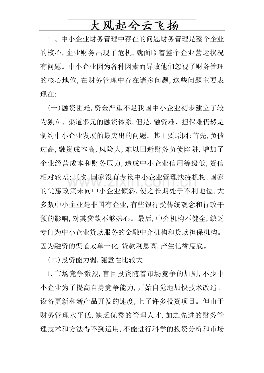 Hvidim中小企业财务管理论文中小企业财务管理存在的问题与对策探讨.doc_第2页