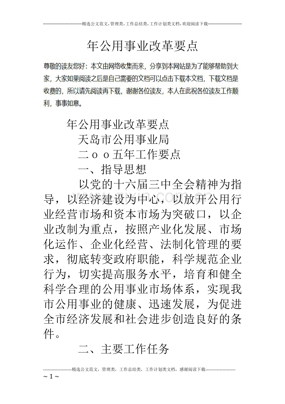 年公用事业改革要点.doc_第1页