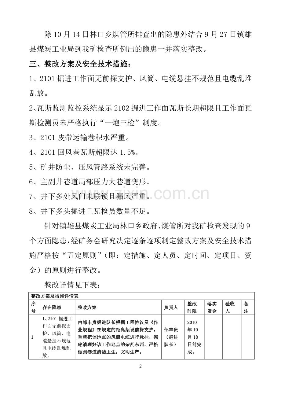 镇雄县煤矿隐患整改方案.doc_第2页