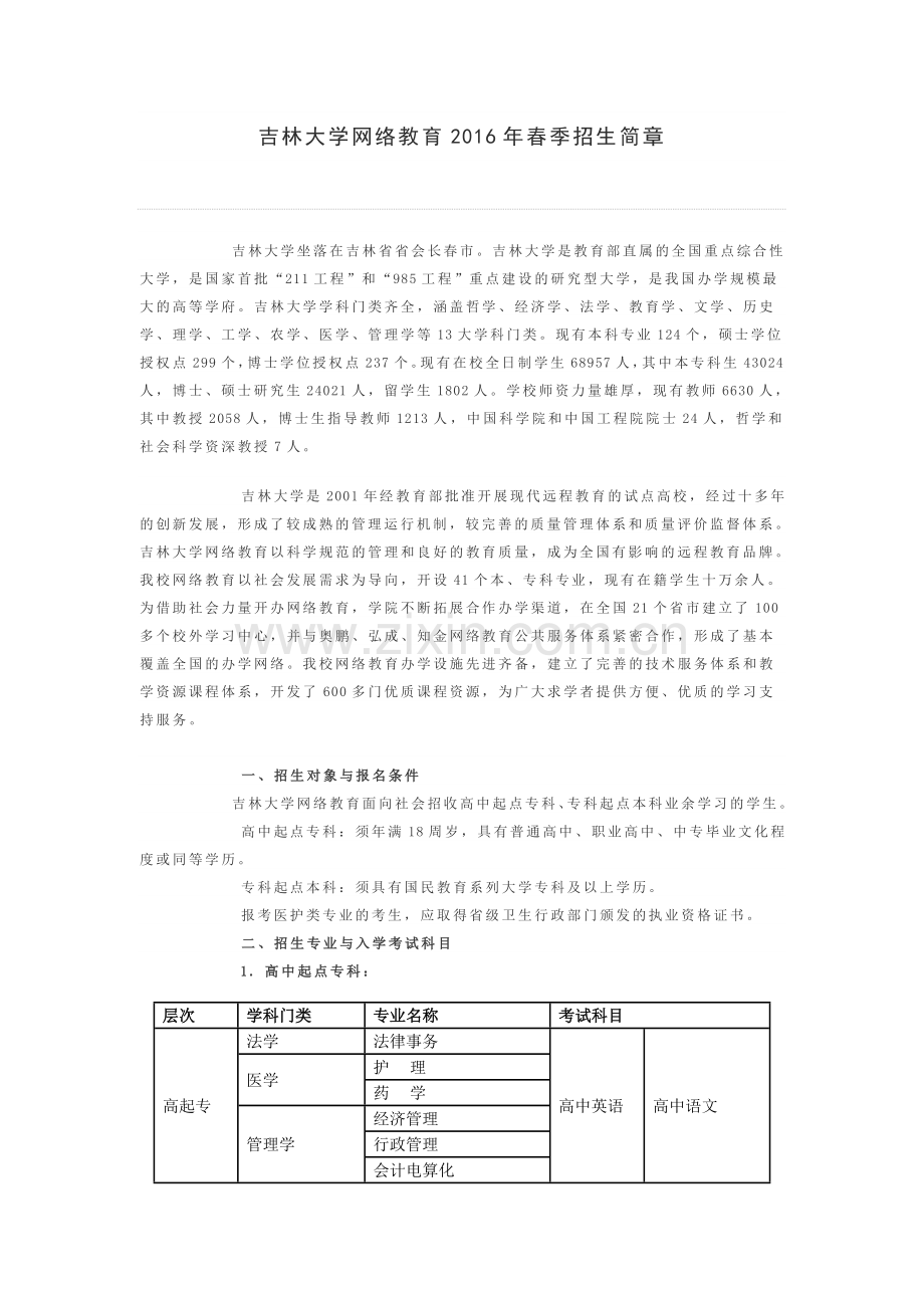 吉林大学网络教育春季招生简章分析.doc_第1页