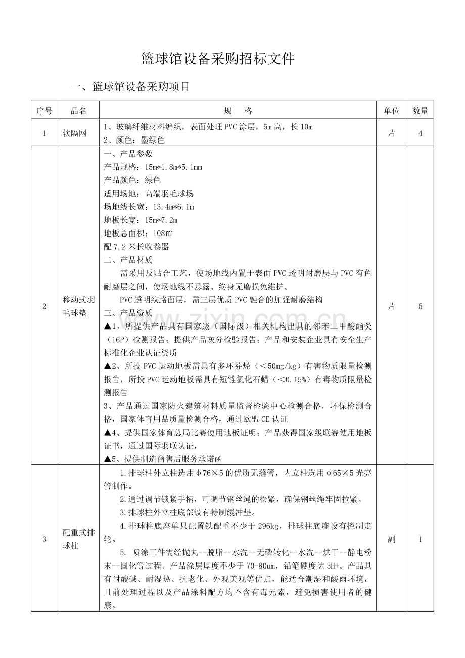 篮球馆设备采购项目招标文件育才二中.doc_第1页