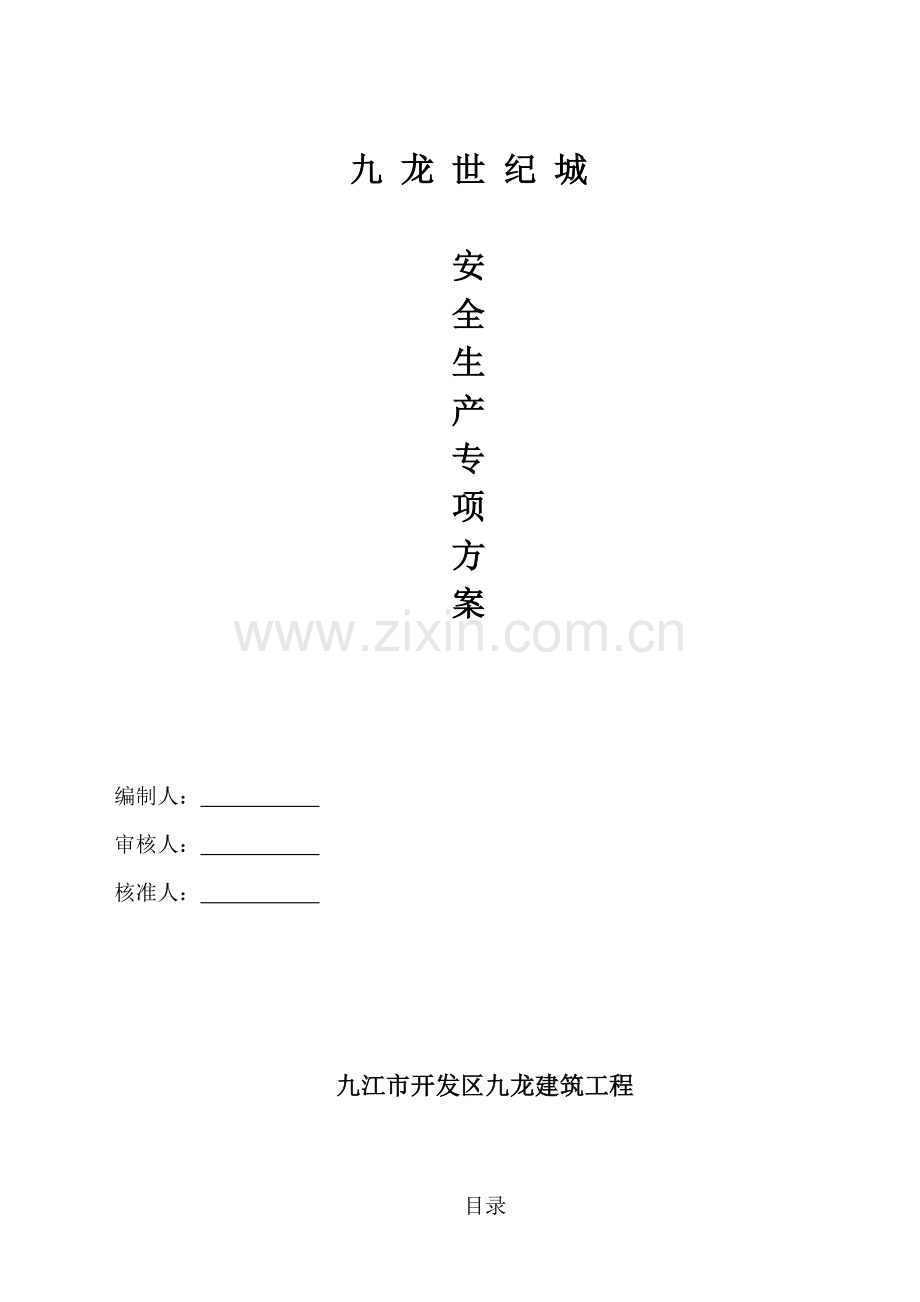 建筑工程有限公司安全生产专项方案样本.doc_第1页