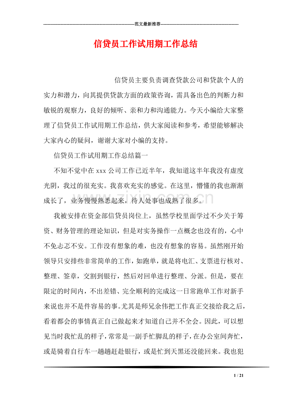 信贷员工作试用期工作总结.doc_第1页