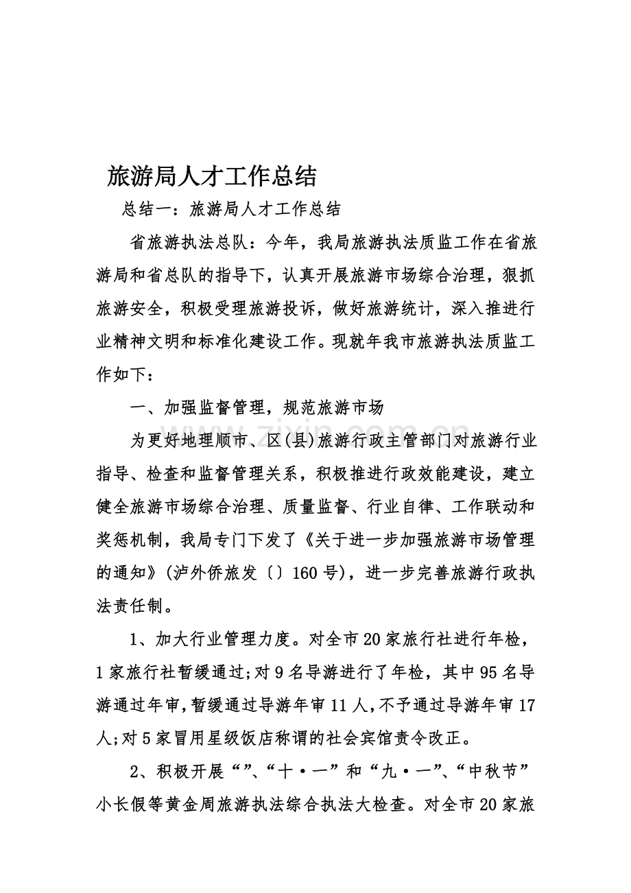 旅游局人才工作总结资料.doc_第1页