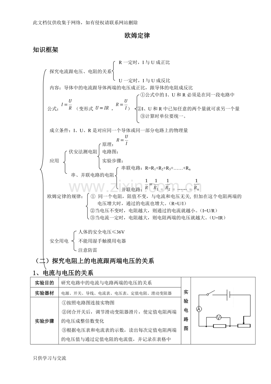 初三物理欧姆定律知识点doc资料.doc_第1页