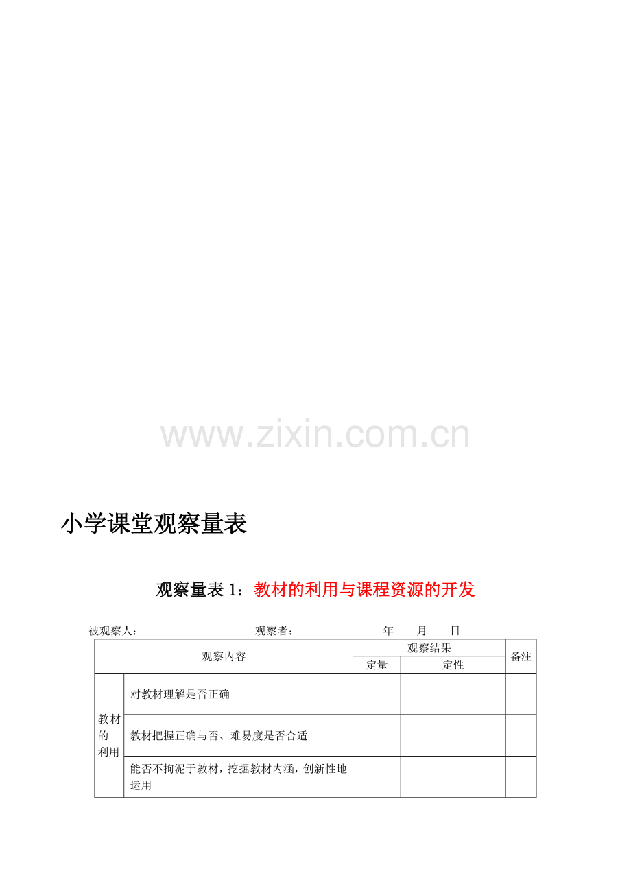 小学课堂观察量表.doc_第1页