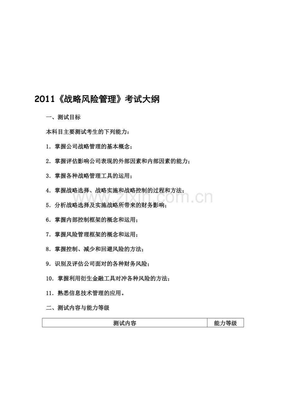 XXXX战略风险管理考试大纲汇编.doc_第1页