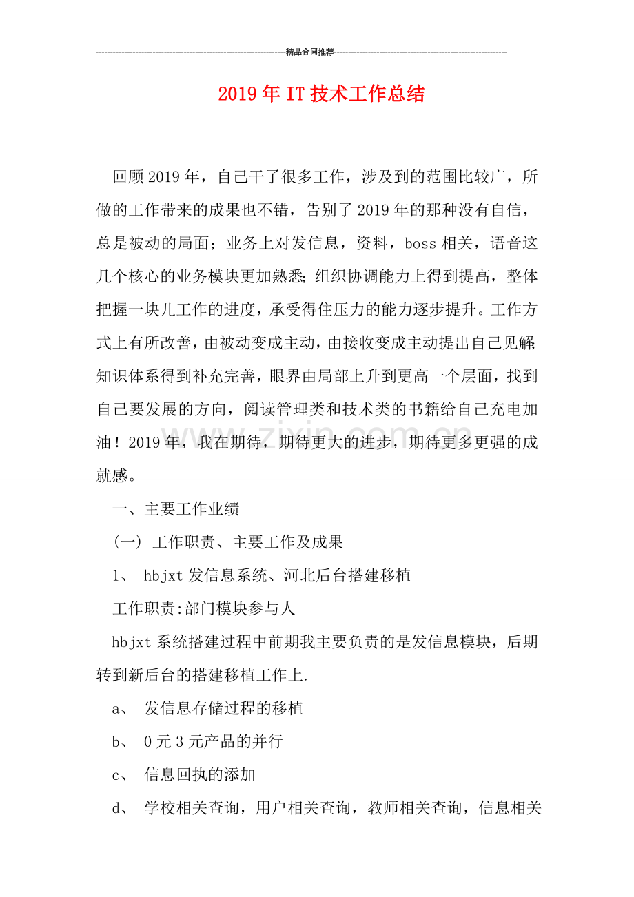 2019年IT技术工作总结.doc_第1页