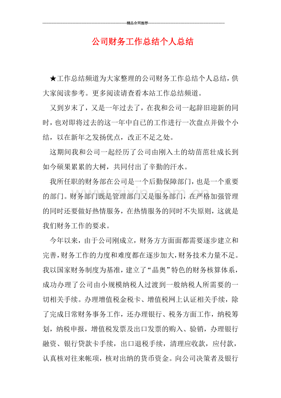 公司财务工作总结个人总结.doc_第1页