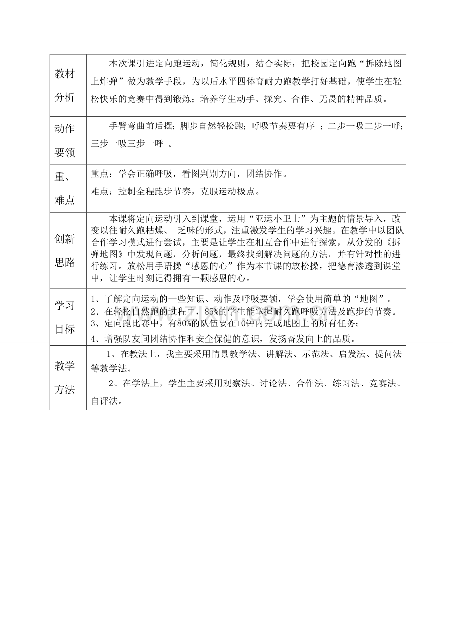 小学六年级体育《亚运小卫士》校园定向跑教学设计.doc_第2页