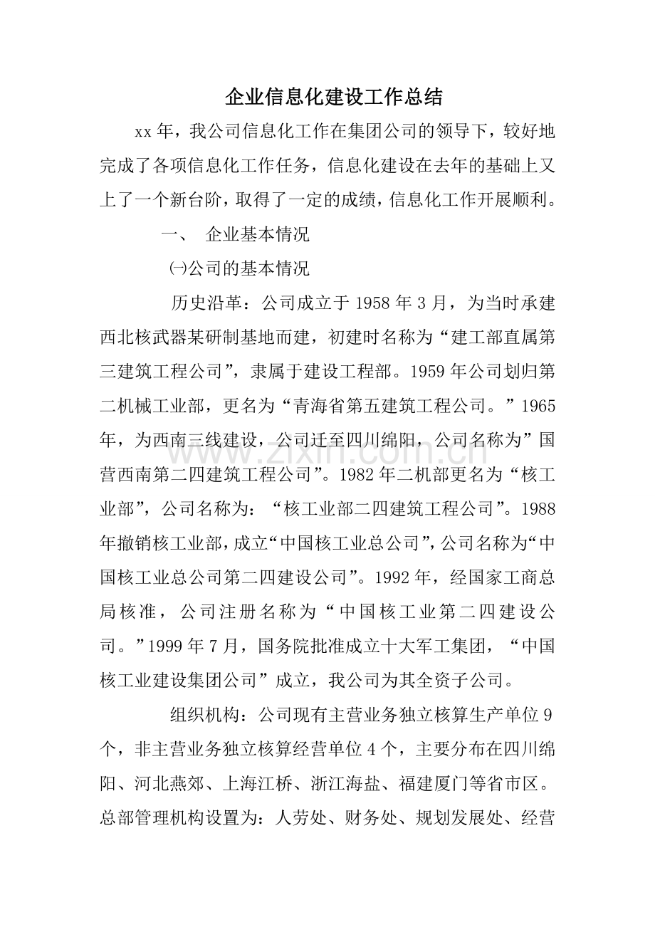 企业信息化建设工作总结教学总结.doc_第1页