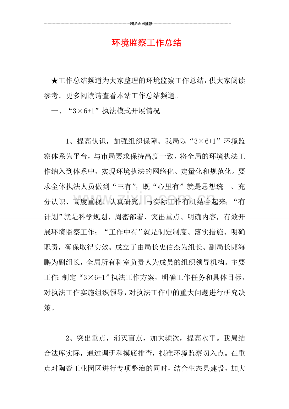 环境监察工作总结.doc_第1页