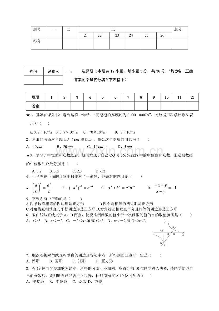 初中数学八年级下册期末试题.doc_第2页