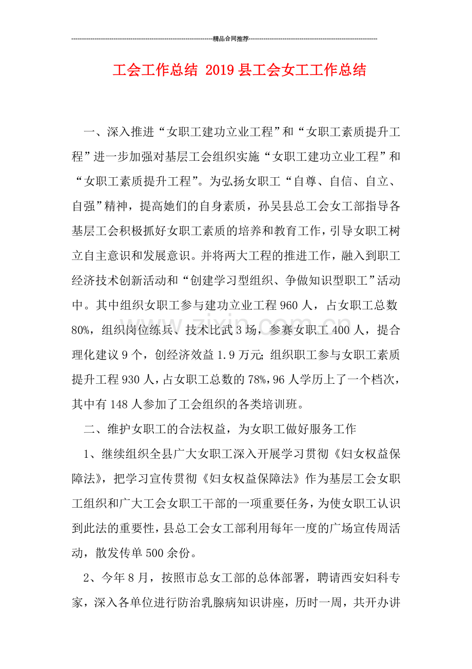 工会工作总结-2019县工会女工工作总结.doc_第1页