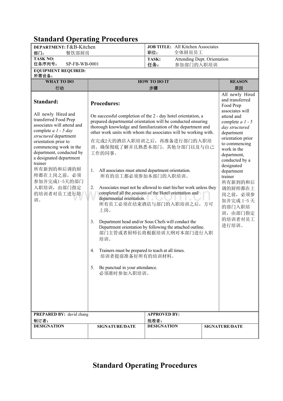 五星级酒店厨房SOP.doc_第1页